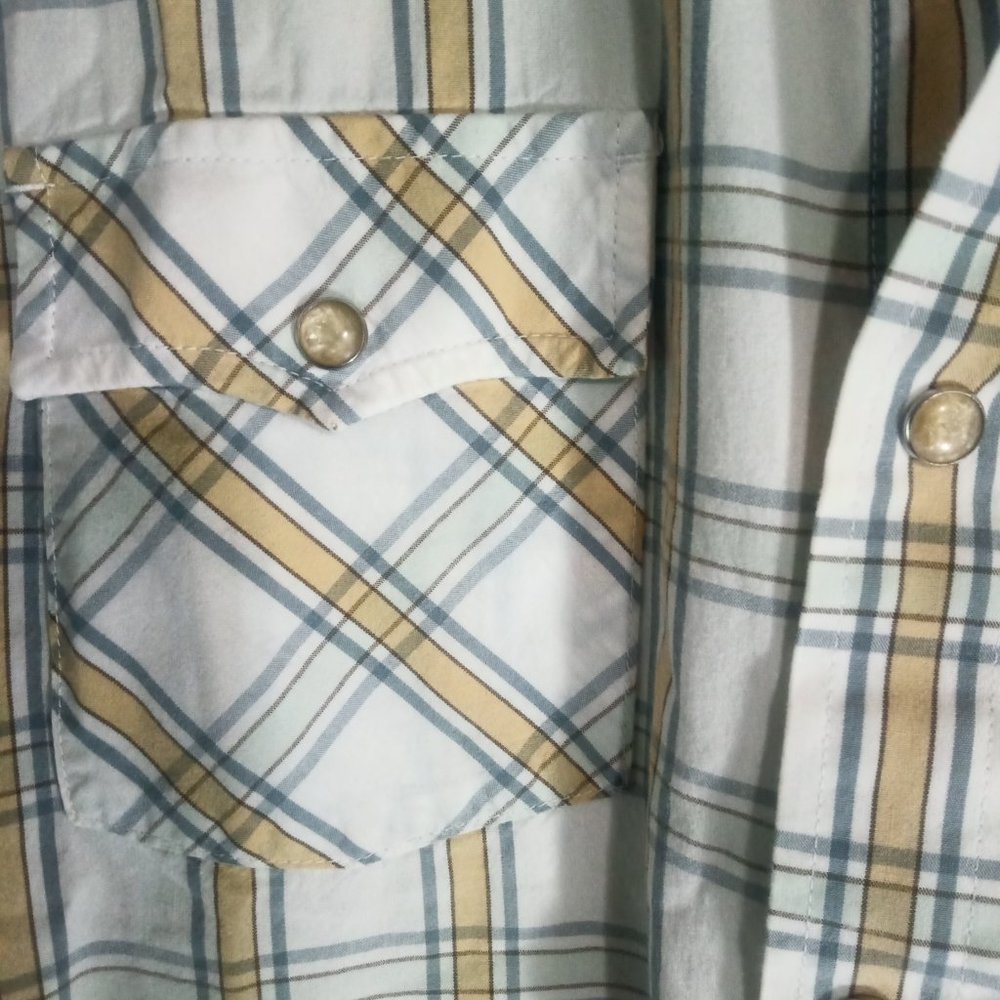Hollister Shirt Snap Up Men's Size L Snap To Pointed Collar Plaid Western - Picture 4 of 5